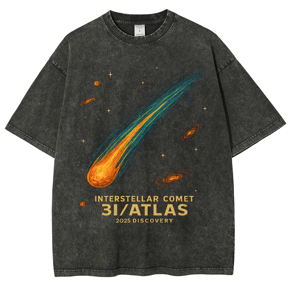 Vintage "Interstellar Comet 3I/Atlas 2025" Space Graphic Washed T-Shirt 