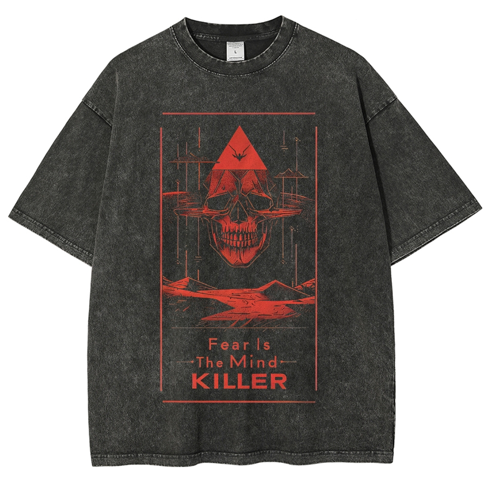 Retro "Fear Is The Mind Killer" Desert-Themed Graphic Washed T-Shirt