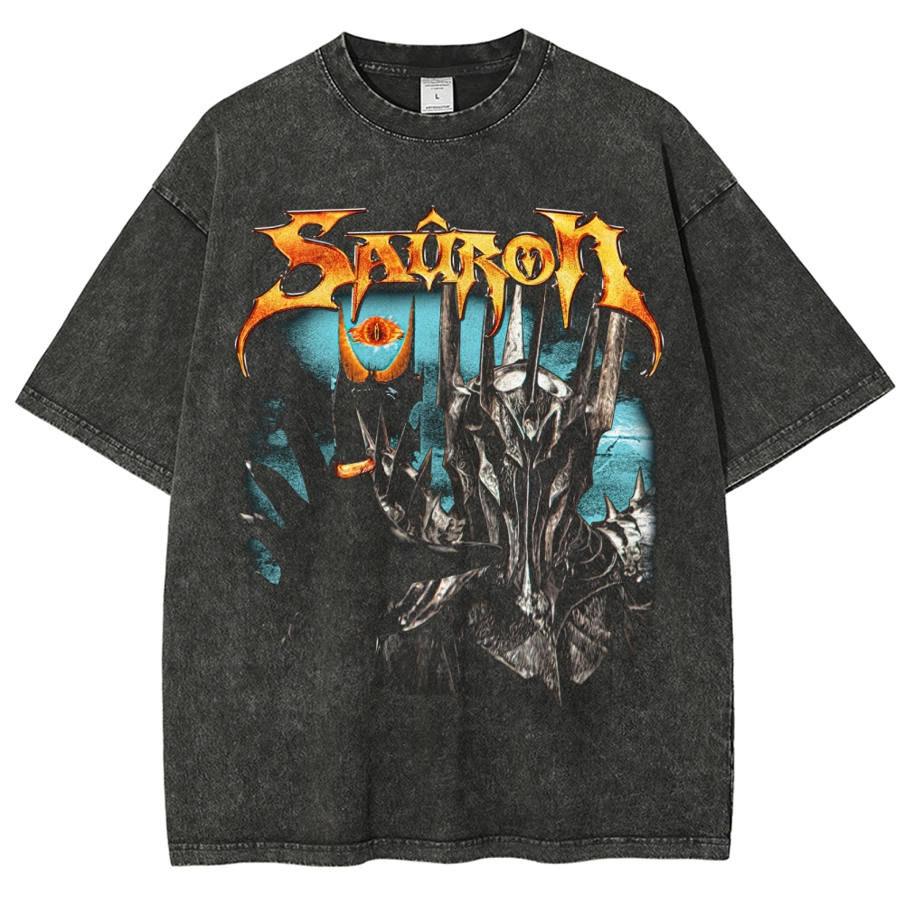 Retro "Sauron" Dark Fantasy Graphic Washed T-Shirt