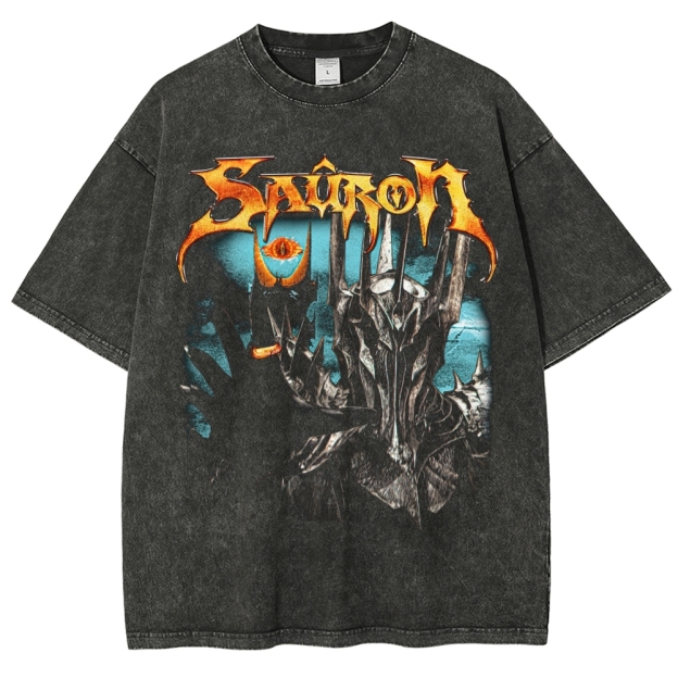 Retro "Sauron" Dark Fantasy Graphic Washed T-Shirt
