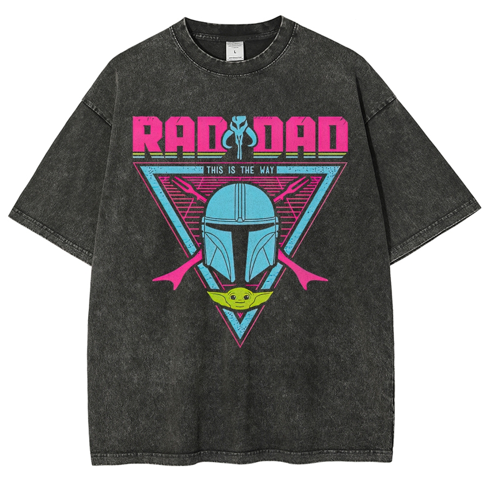 Retro "Rad Dad This Is The Way" Sci-Fi Guardian Graphic Washed T-Shirt