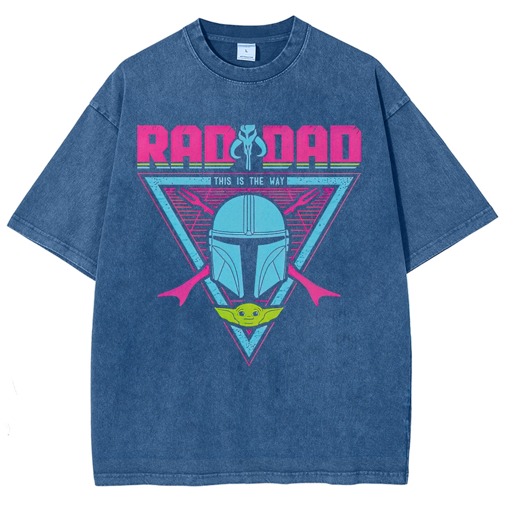 Retro "Rad Dad This Is The Way" Sci-Fi Guardian Graphic Washed T-Shirt