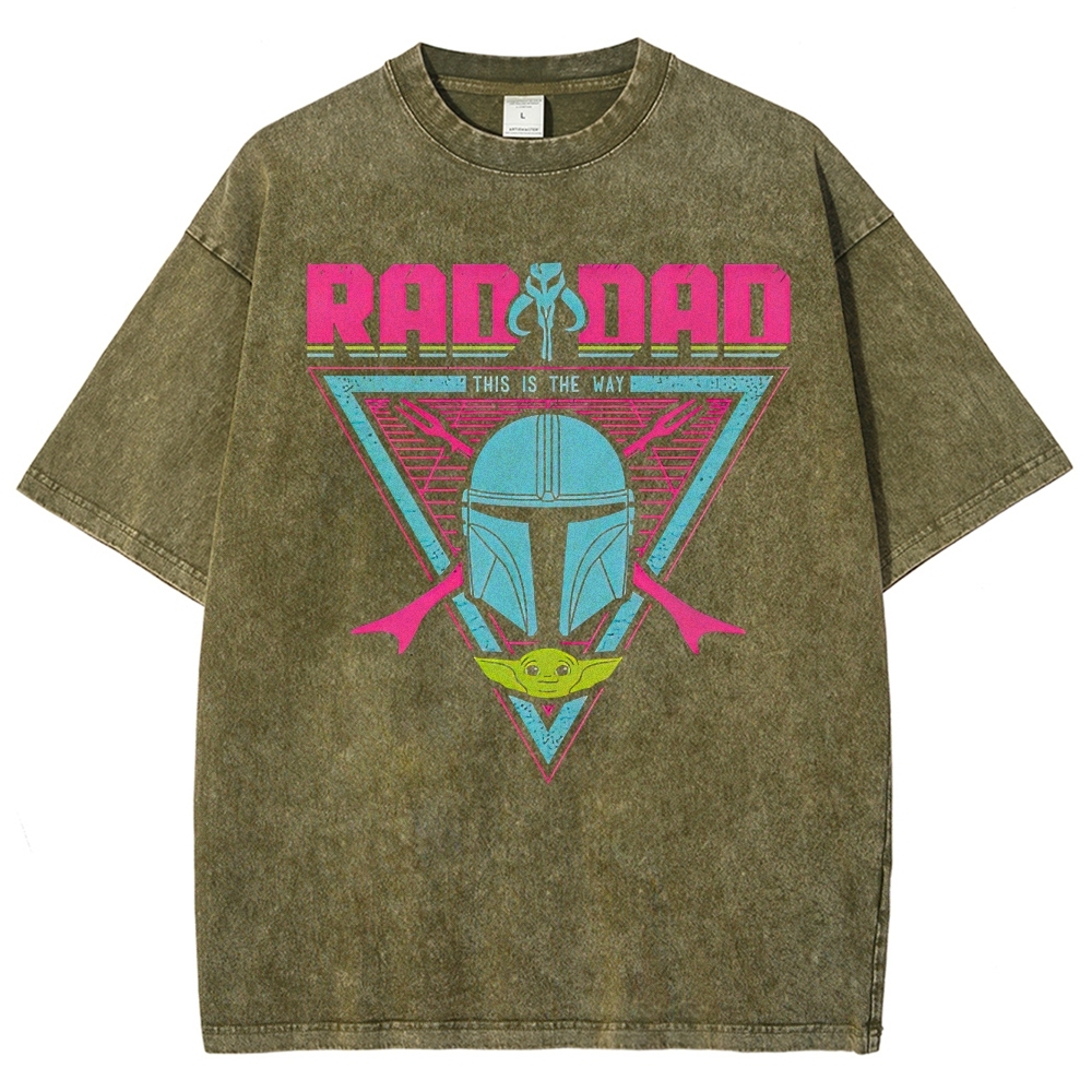 Retro "Rad Dad This Is The Way" Sci-Fi Guardian Graphic Washed T-Shirt