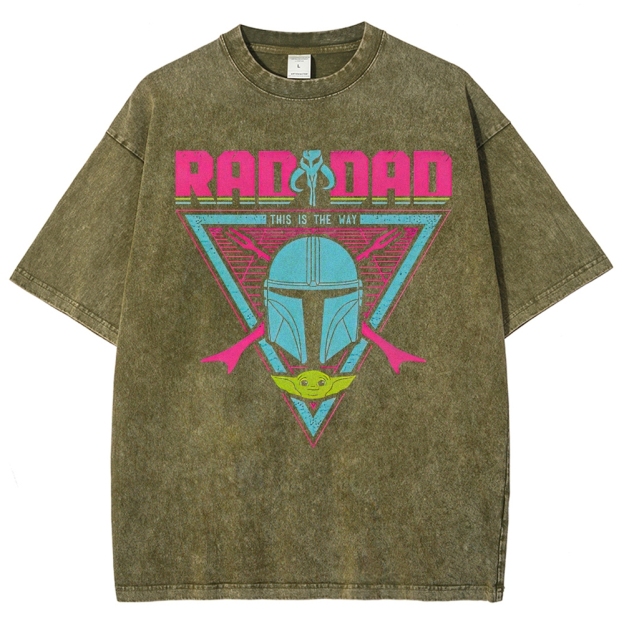 Retro "Rad Dad This Is The Way" Sci-Fi Guardian Graphic Washed T-Shirt