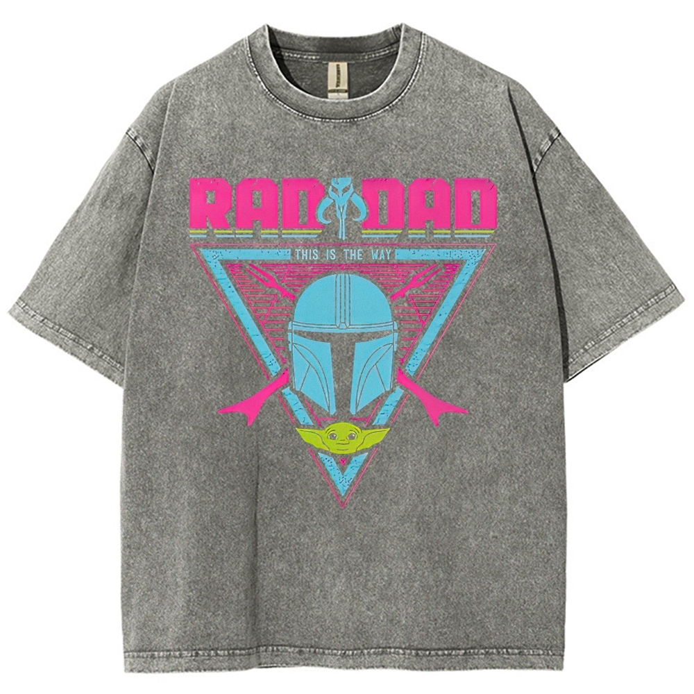 Retro "Rad Dad This Is The Way" Sci-Fi Guardian Graphic Washed T-Shirt