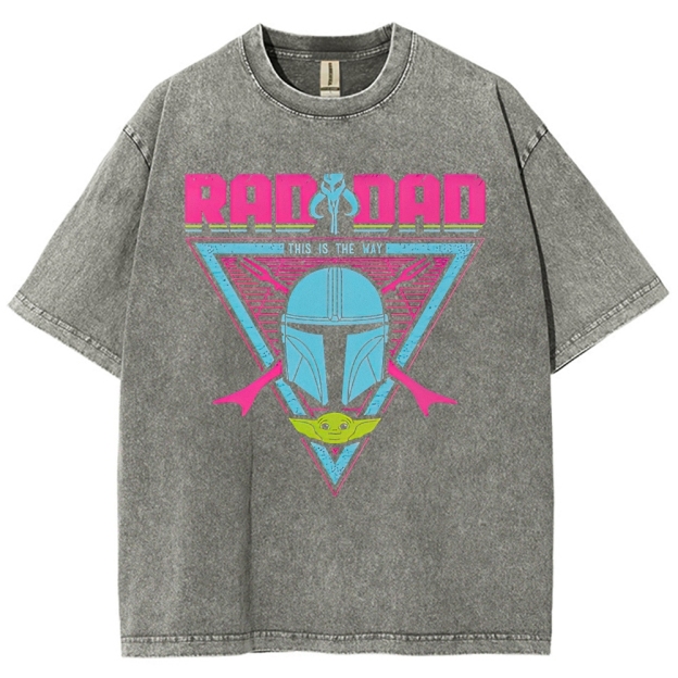 Retro "Rad Dad This Is The Way" Sci-Fi Guardian Graphic Washed T-Shirt