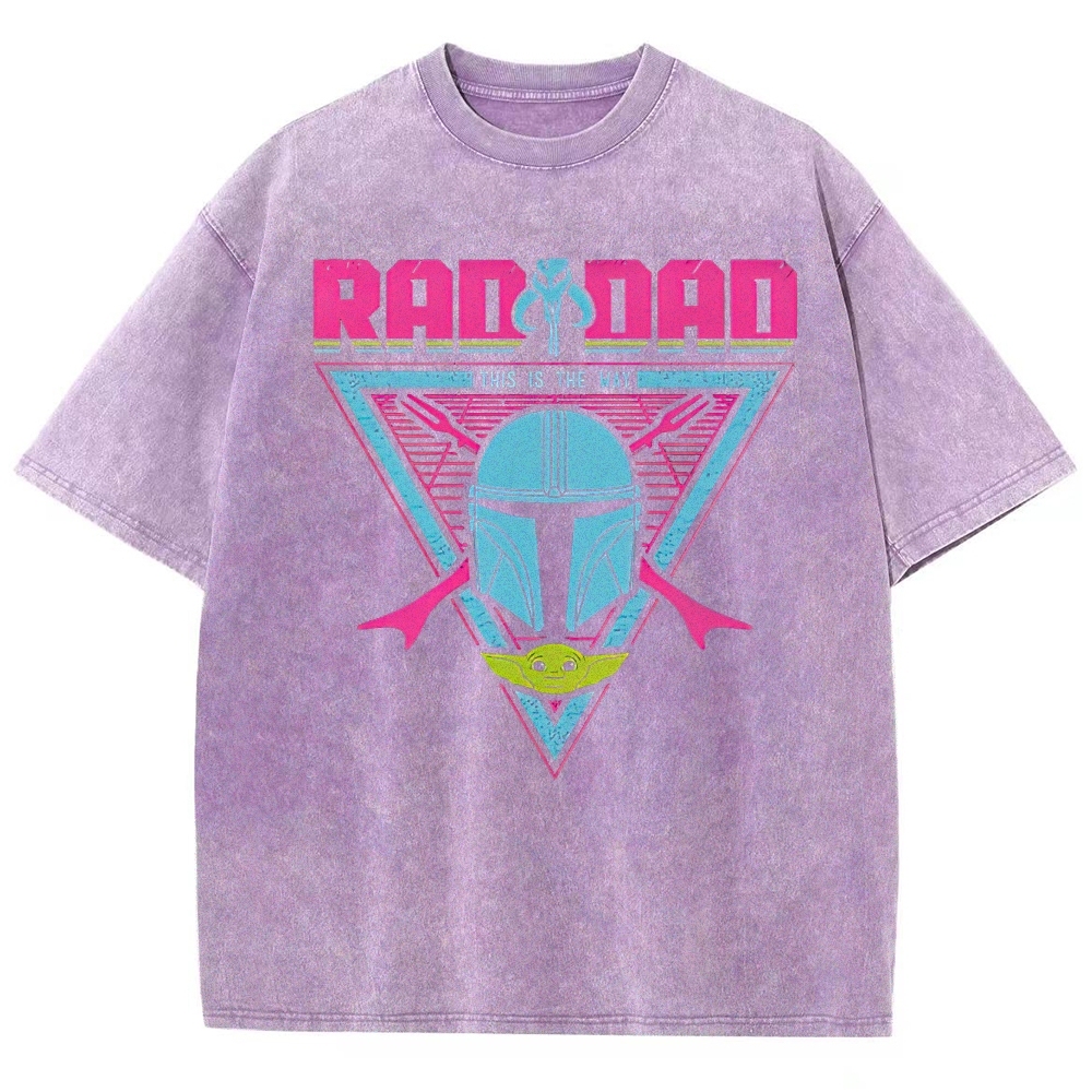 Retro "Rad Dad This Is The Way" Sci-Fi Guardian Graphic Washed T-Shirt