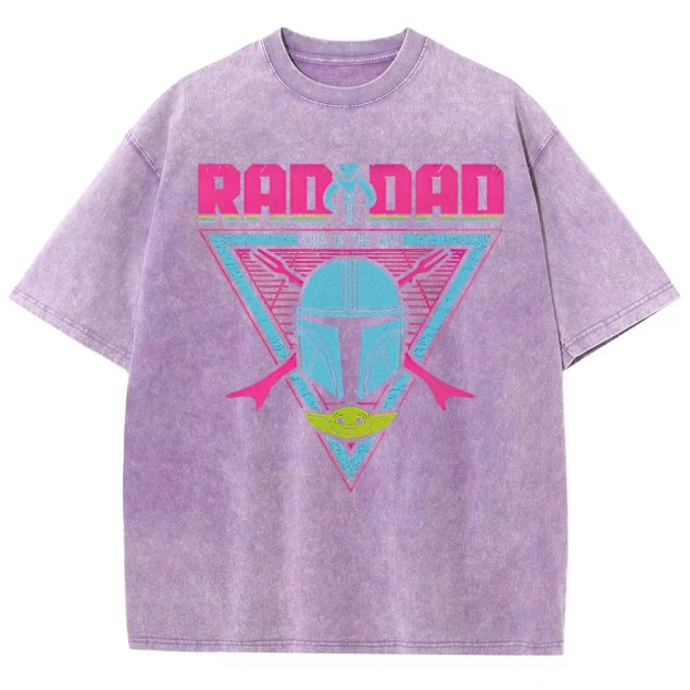 Retro "Rad Dad This Is The Way" Sci-Fi Guardian Graphic Washed T-Shirt