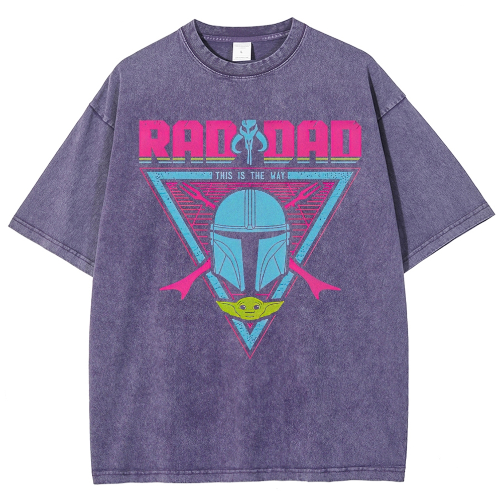 Retro "Rad Dad This Is The Way" Sci-Fi Guardian Graphic Washed T-Shirt