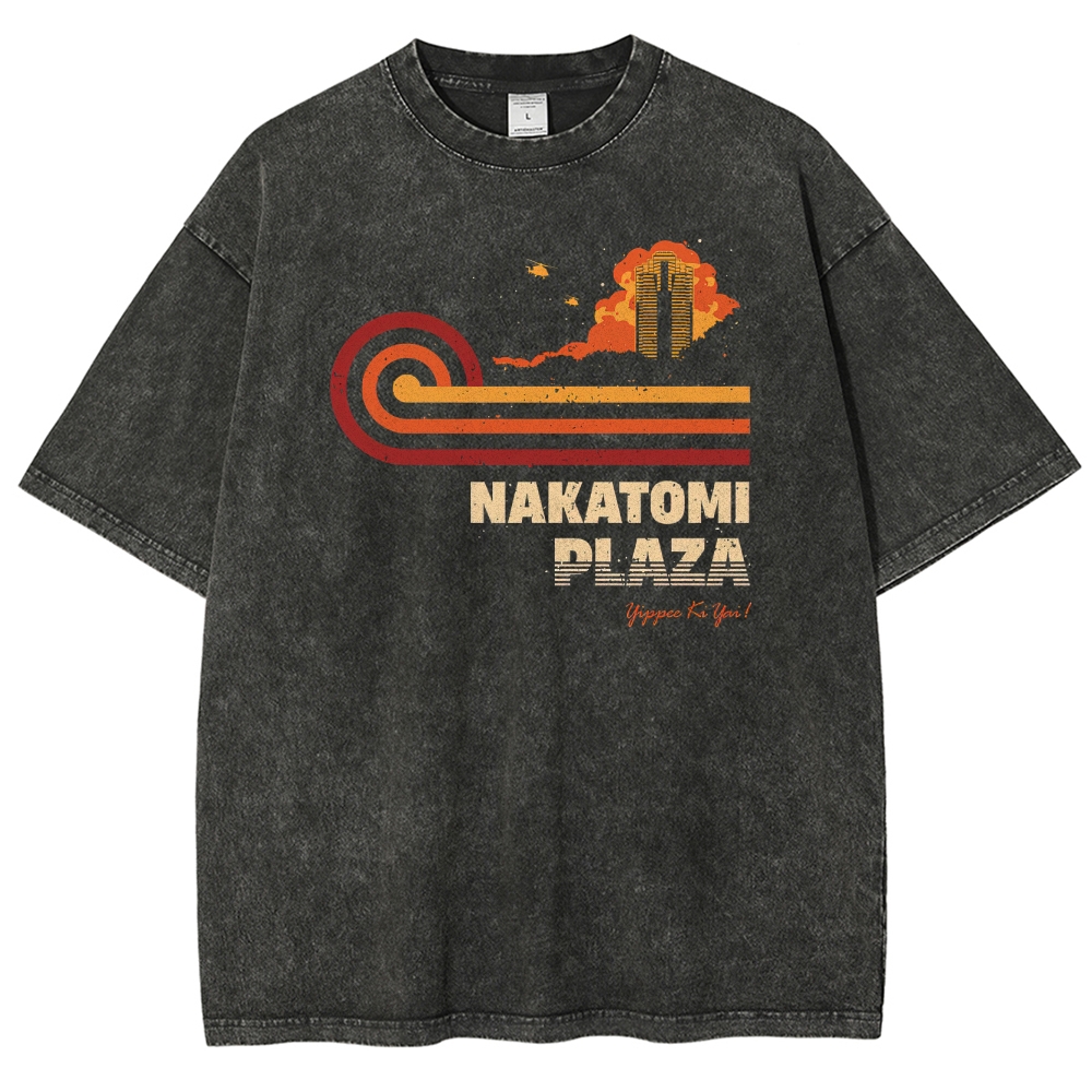 Retro "Nakatomi Plaza" Retro Graphic Washed T-Shirt