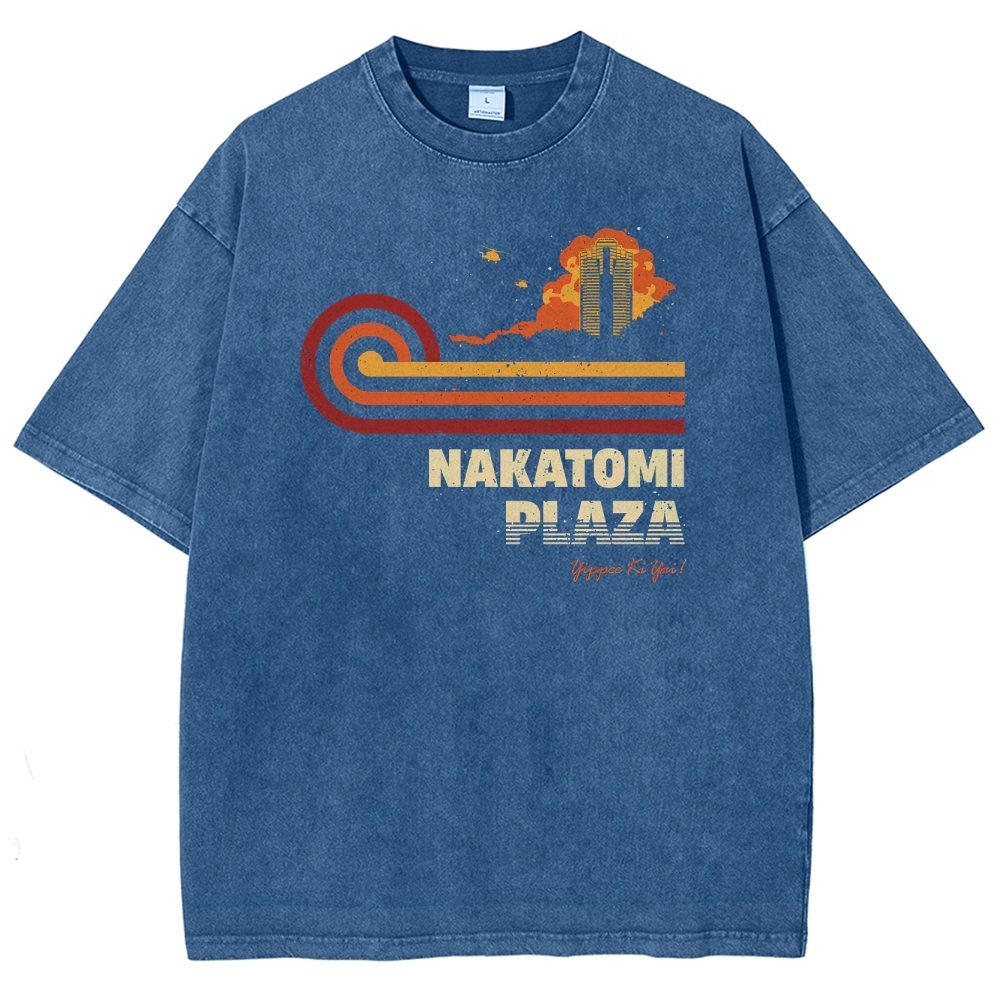 Retro "Nakatomi Plaza" Retro Graphic Washed T-Shirt