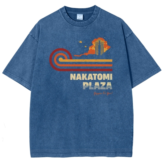 Retro "Nakatomi Plaza" Retro Graphic Washed T-Shirt