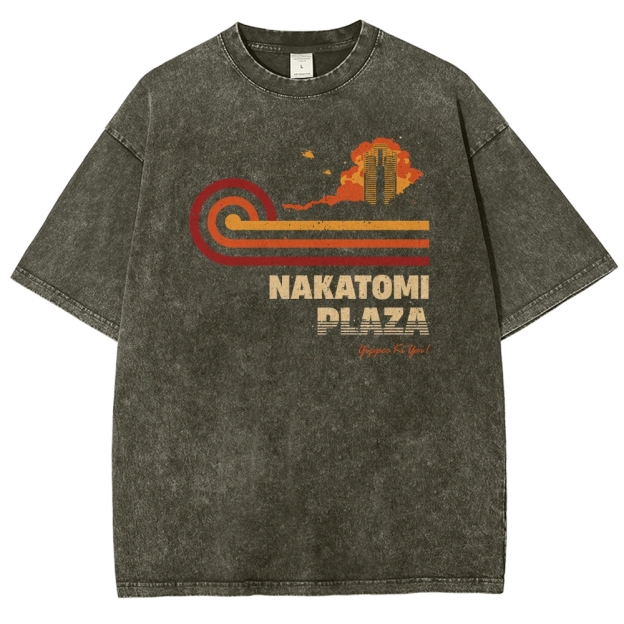 Retro "Nakatomi Plaza" Retro Graphic Washed T-Shirt