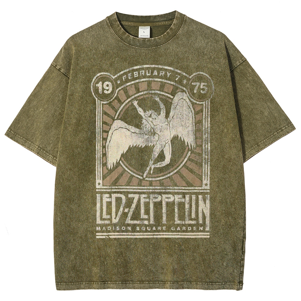 Retro "February 19 75 Madison Square Garden" Winged Figure Graphic Washed T-Shirt