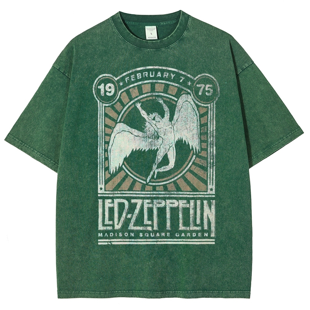 Retro "February 19 75 Madison Square Garden" Winged Figure Graphic Washed T-Shirt