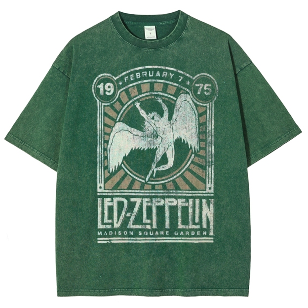 Retro "February 19 75 Madison Square Garden" Winged Figure Graphic Washed T-Shirt