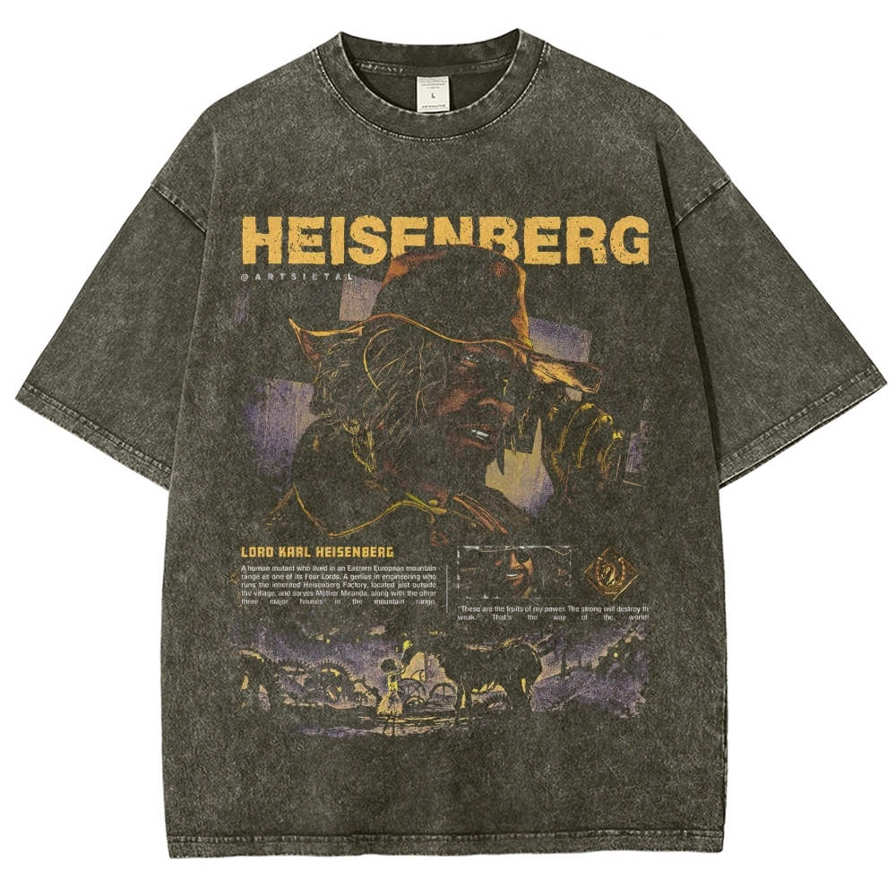 Retro "Heisenberg" Western-Style Character Graphic Washed T-Shirt