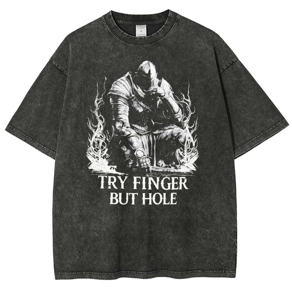 Dark Fantasy Posture Kneeling Washed T-Shirt