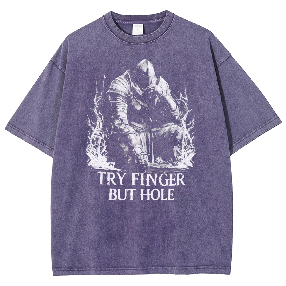 Dark Fantasy Posture Kneeling Washed T-Shirt