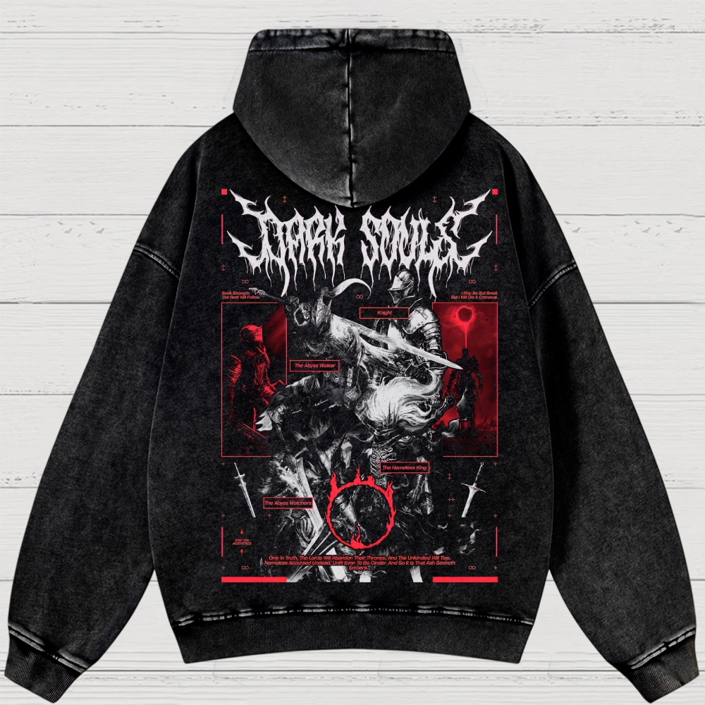 Dark Fantasy Warrior Washed Hoodies 