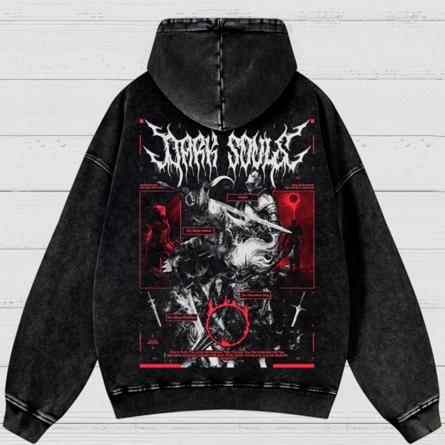 Dark Fantasy Warrior Washed Hoodies 