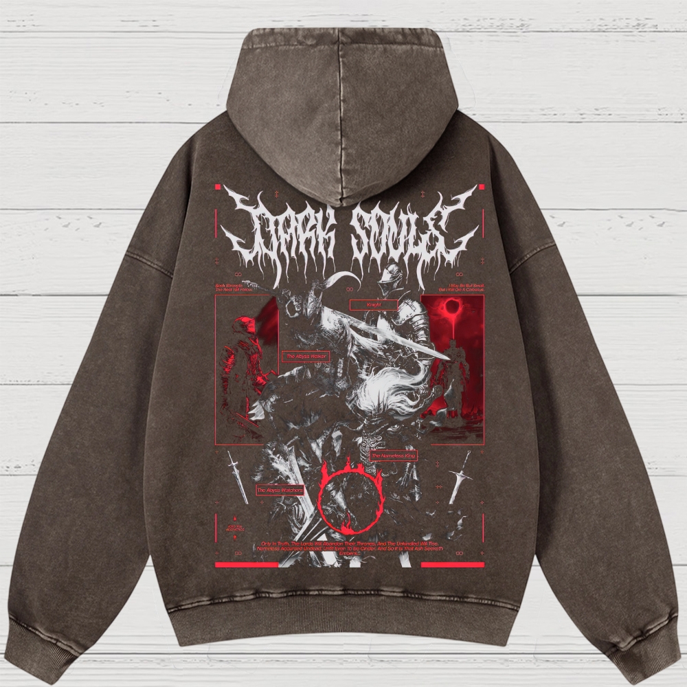 Dark Fantasy Warrior Washed Hoodies 