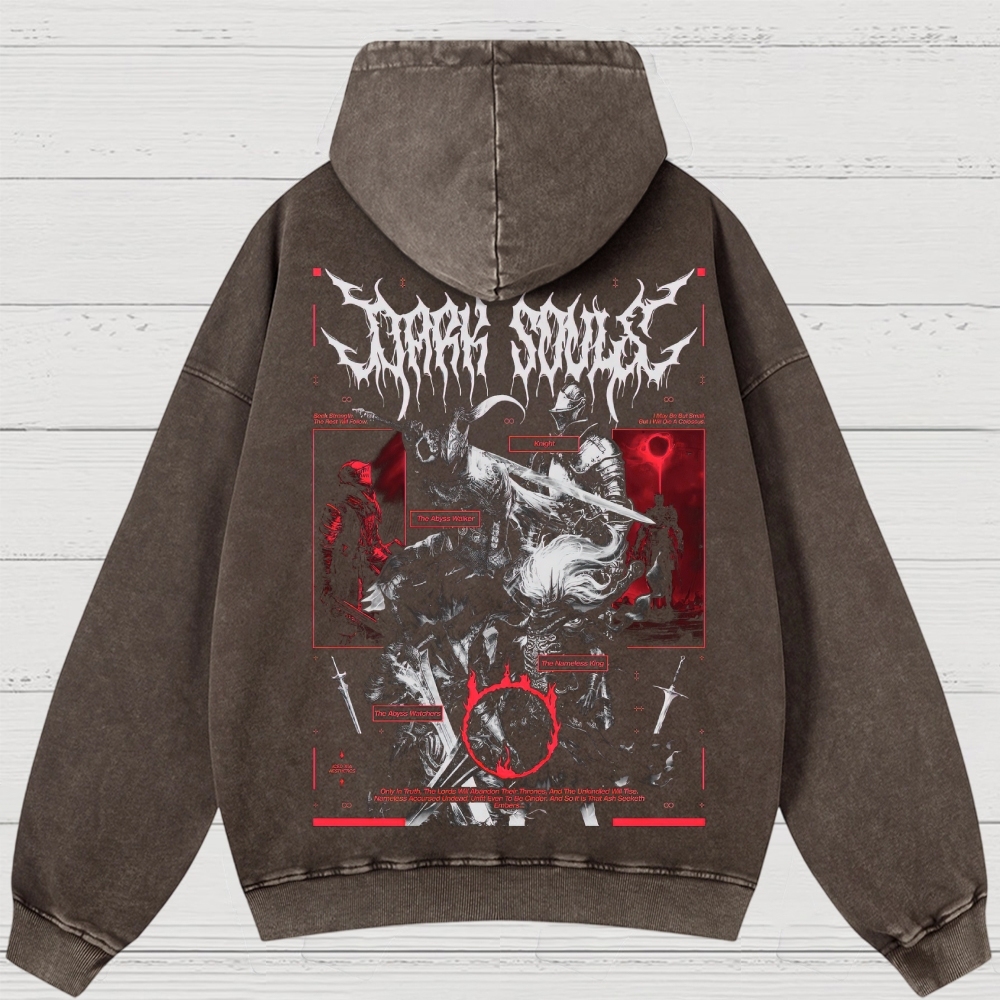Dark Fantasy Warrior Washed Hoodies 