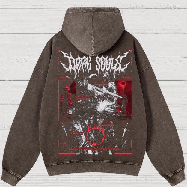 Dark Fantasy Warrior Washed Hoodies 