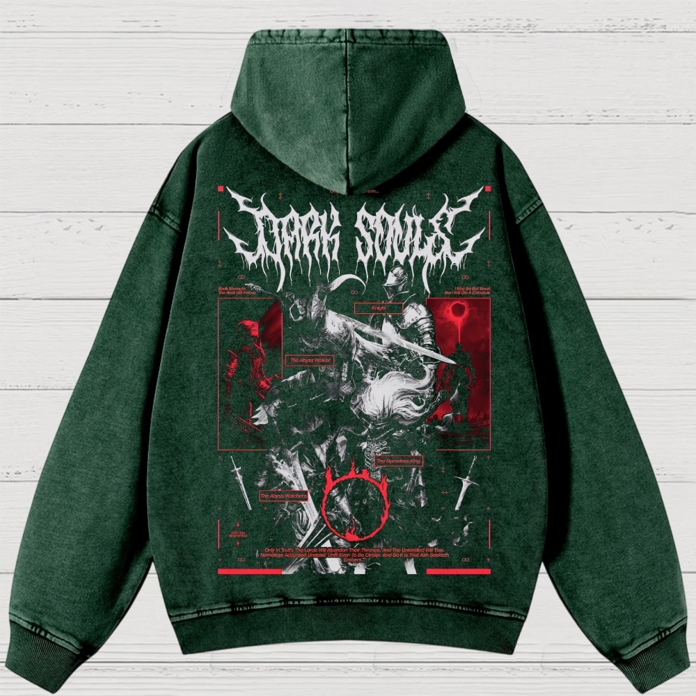 Dark Fantasy Warrior Washed Hoodies 