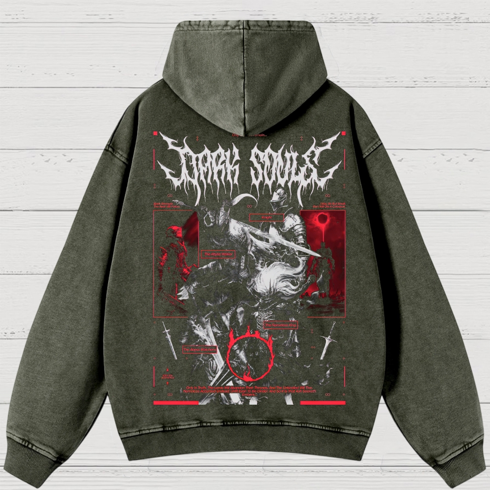 Dark Fantasy Warrior Washed Hoodies 