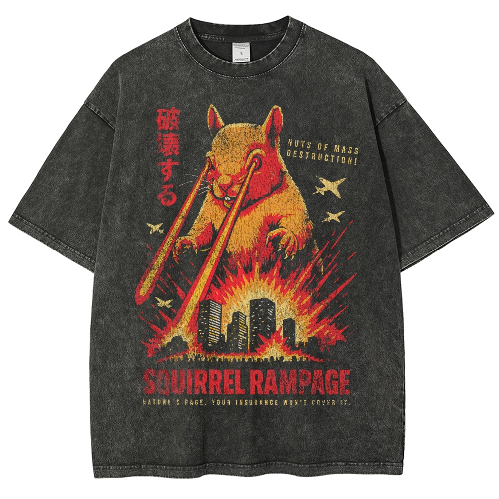 Giant Laser-Eyed Squirrel Rampage Washed T-Shirt 