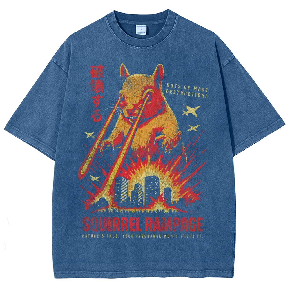 Giant Laser-Eyed Squirrel Rampage Washed T-Shirt 