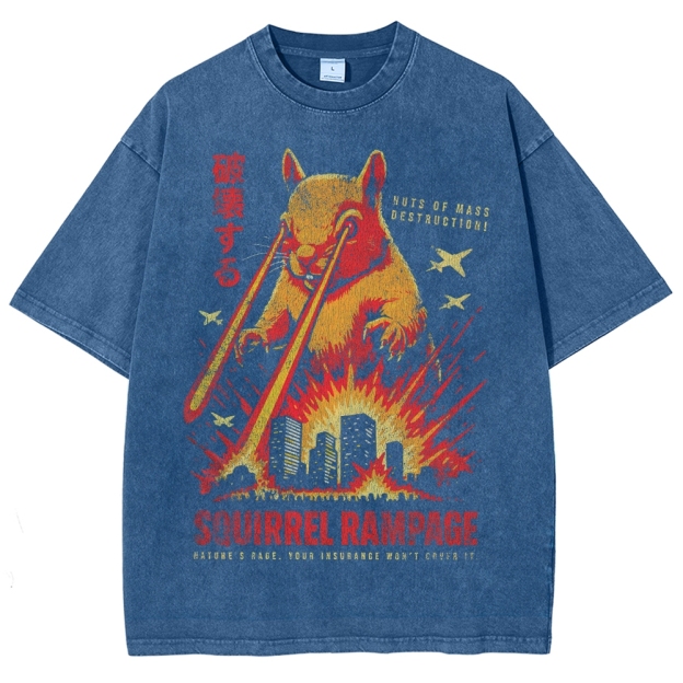 Giant Laser-Eyed Squirrel Rampage Washed T-Shirt 