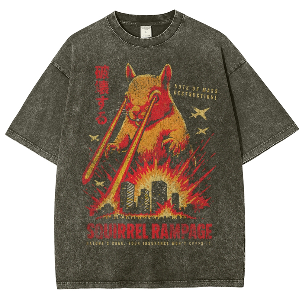 Giant Laser-Eyed Squirrel Rampage Washed T-Shirt 