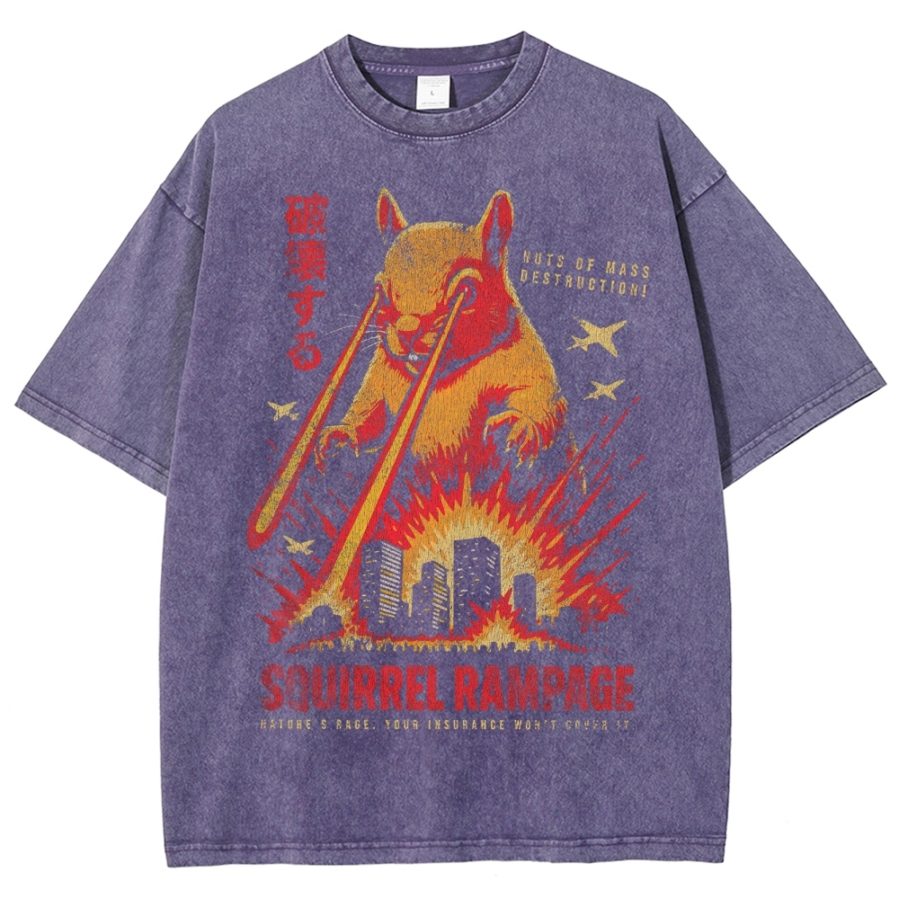 Giant Laser-Eyed Squirrel Rampage Washed T-Shirt 