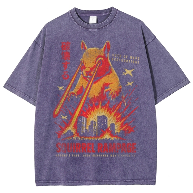 Giant Laser-Eyed Squirrel Rampage Washed T-Shirt 