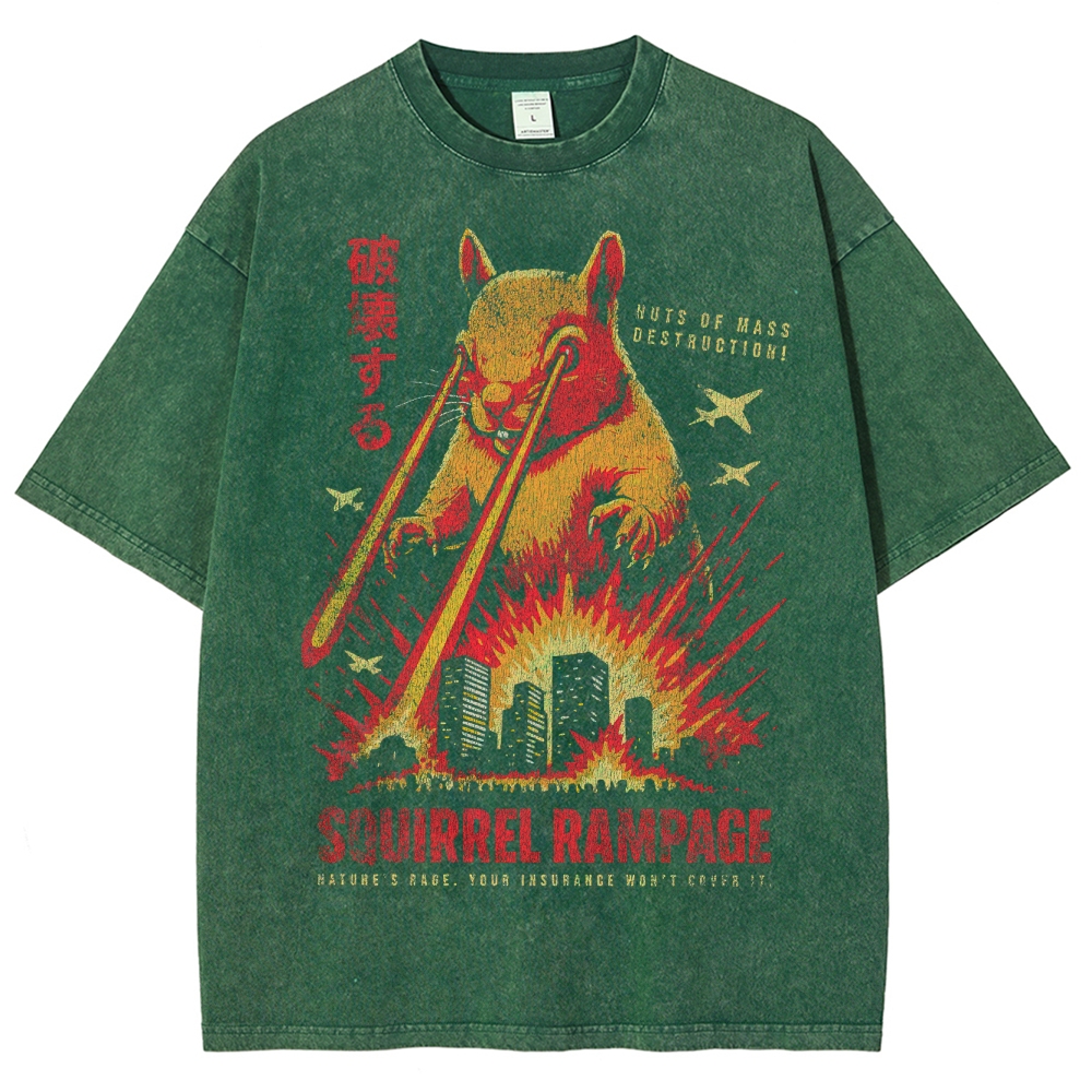 Giant Laser-Eyed Squirrel Rampage Washed T-Shirt 