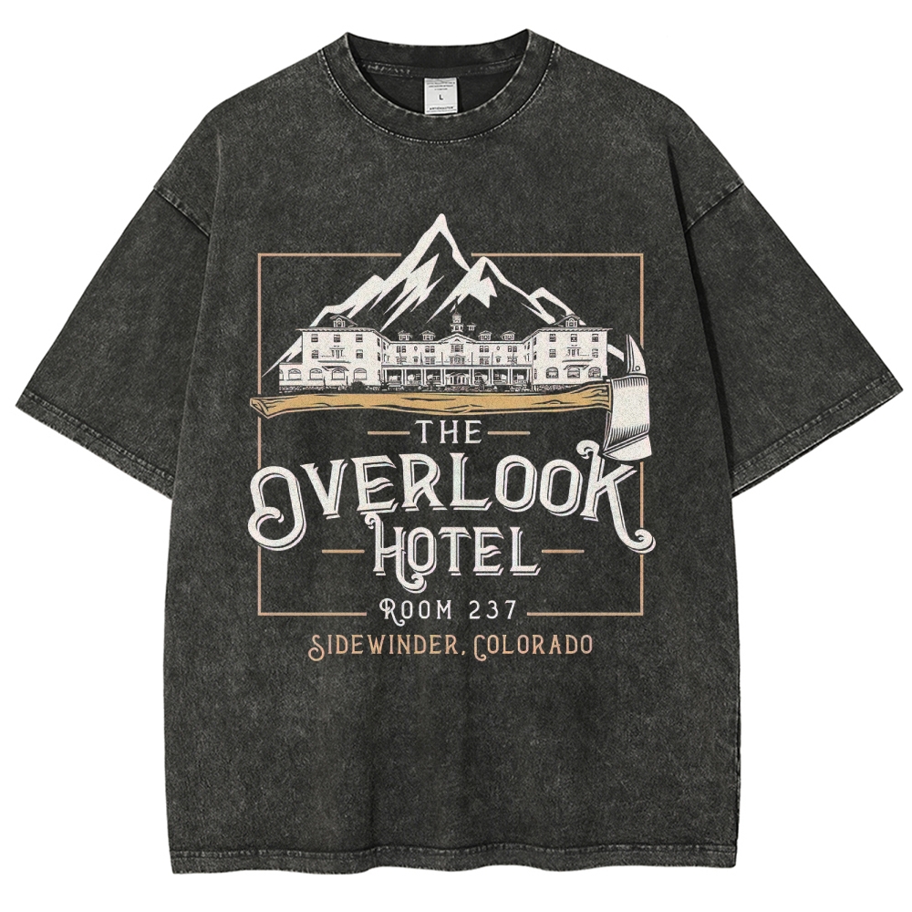 Retro "The Overlook Hotel Room 237" Mountain Lodge Graphic Washed T-Shirt