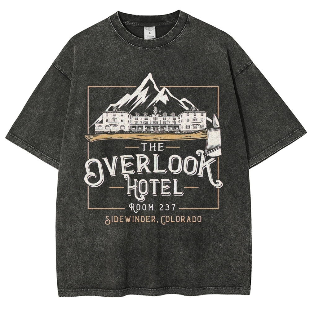 Retro "The Overlook Hotel Room 237" Mountain Lodge Graphic Washed T-Shirt