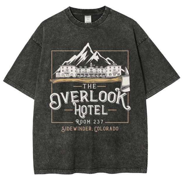 Retro "The Overlook Hotel Room 237" Mountain Lodge Graphic Washed T-Shirt