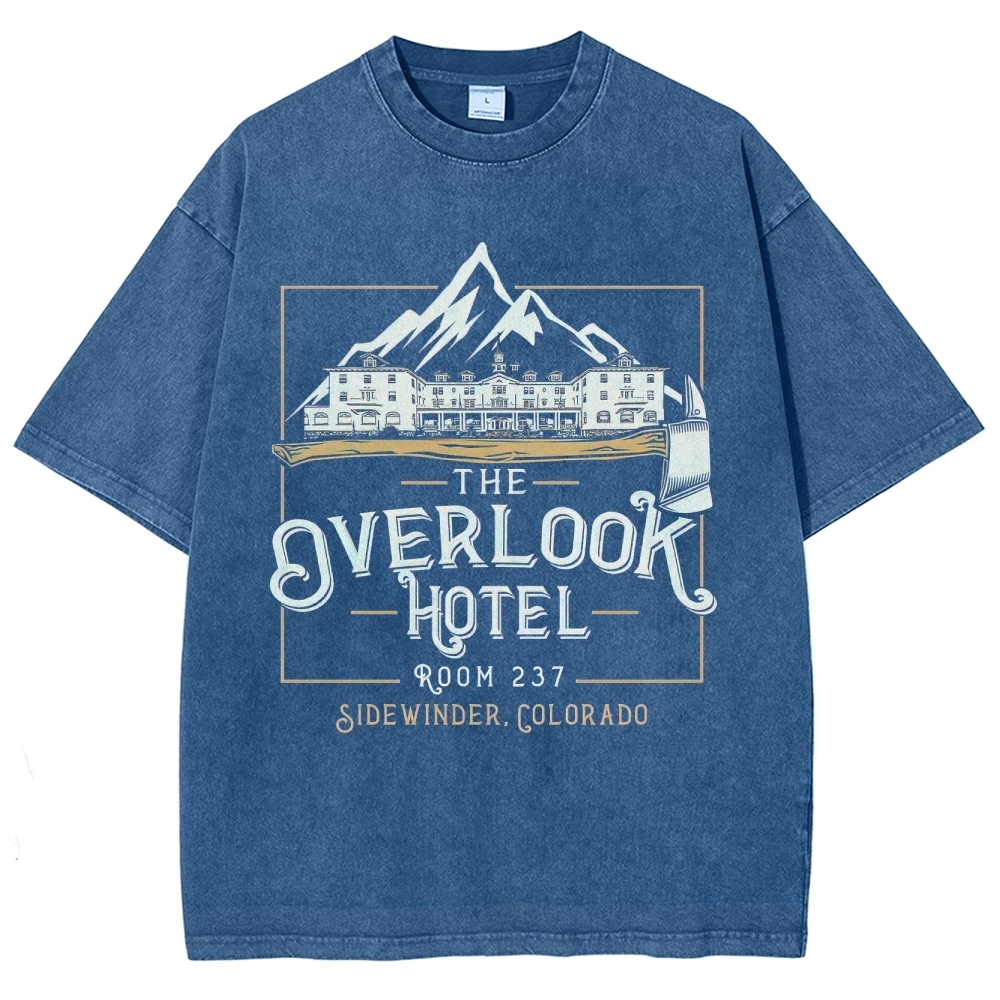 Retro "The Overlook Hotel Room 237" Mountain Lodge Graphic Washed T-Shirt