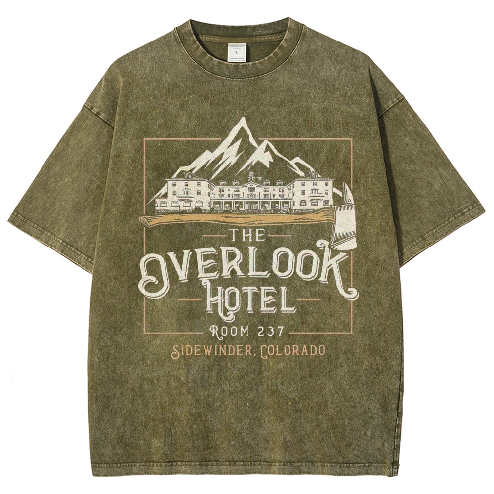 Retro "The Overlook Hotel Room 237" Mountain Lodge Graphic Washed T-Shirt