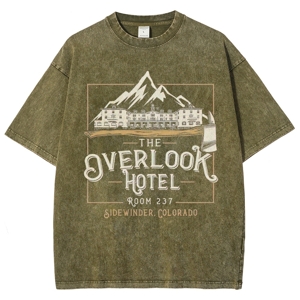 Retro "The Overlook Hotel Room 237" Mountain Lodge Graphic Washed T-Shirt