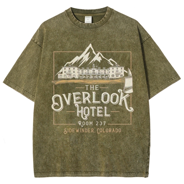 Retro "The Overlook Hotel Room 237" Mountain Lodge Graphic Washed T-Shirt