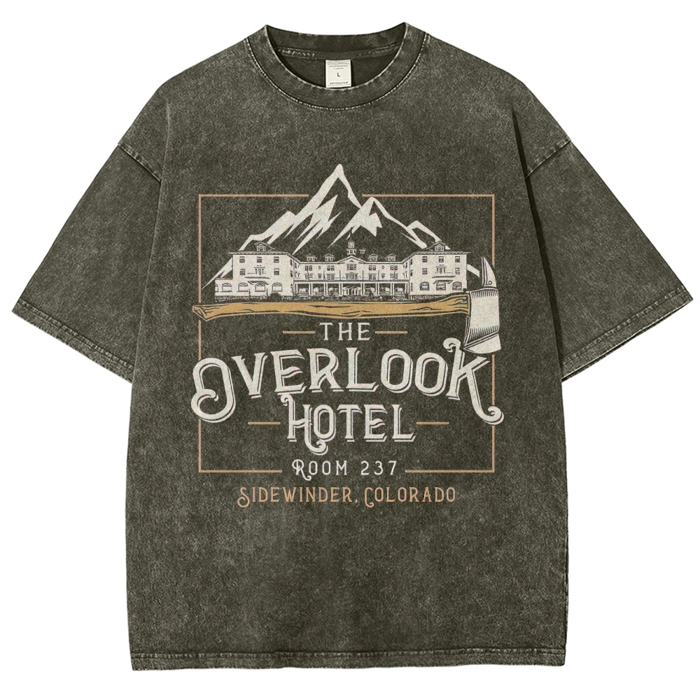 Retro "The Overlook Hotel Room 237" Mountain Lodge Graphic Washed T-Shirt
