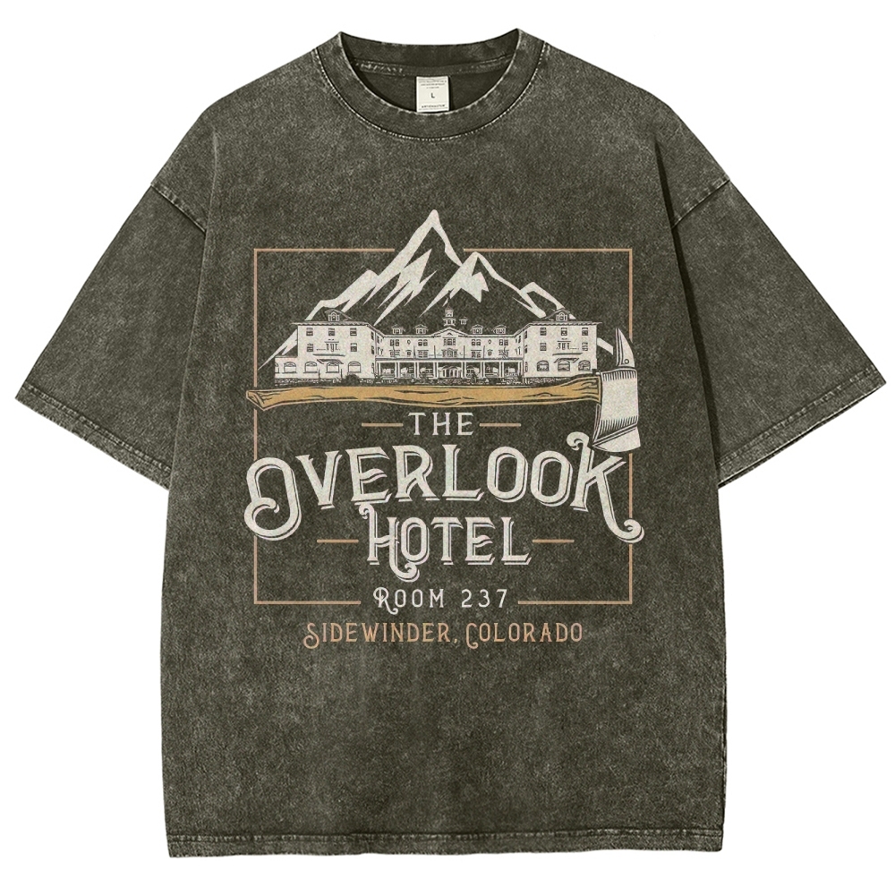 Retro "The Overlook Hotel Room 237" Mountain Lodge Graphic Washed T-Shirt