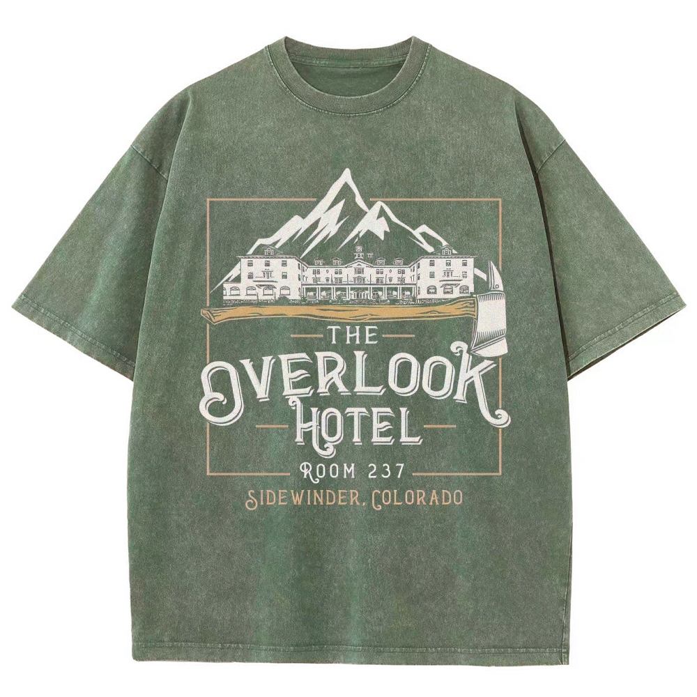 Retro "The Overlook Hotel Room 237" Mountain Lodge Graphic Washed T-Shirt
