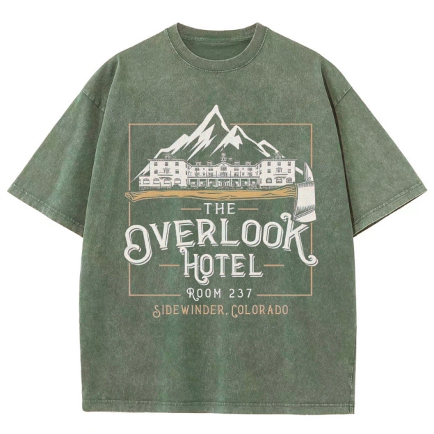 Retro "The Overlook Hotel Room 237" Mountain Lodge Graphic Washed T-Shirt