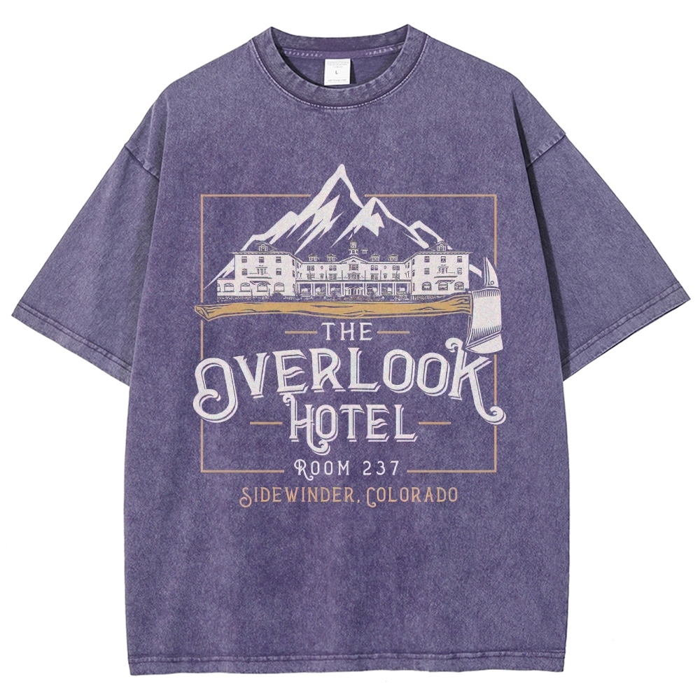 Retro "The Overlook Hotel Room 237" Mountain Lodge Graphic Washed T-Shirt