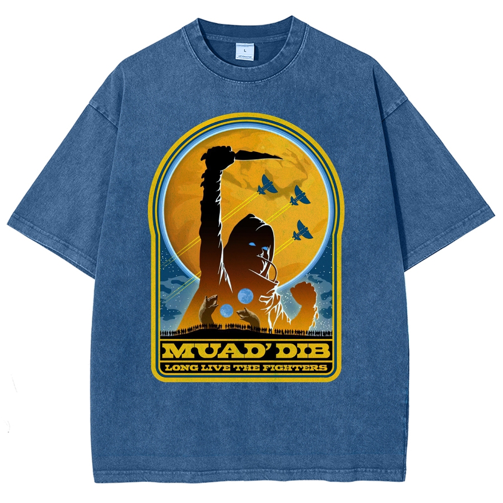 Retro "Muad'Dib Long Live the Fighters" Cosmic Rebel Graphic Washed T-Shirt